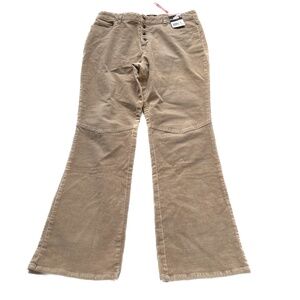 Route 66 Pants Corduroy Size 14 Tan Buttonfly Low Rise Boot Cut FLAW New NWT